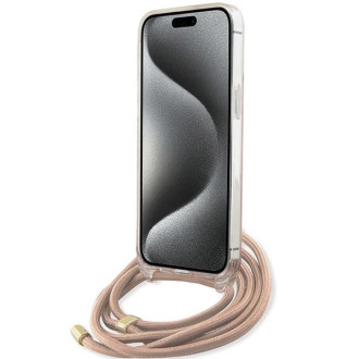 Pouzdro Guess Crossbody Cord 4G Print pro iPhone 15 Pro Max - růžové
