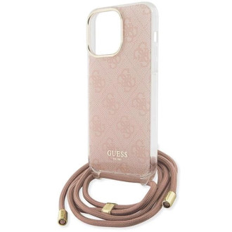 Pouzdro Guess Crossbody Cord 4G Print pro iPhone 15 Pro Max - růžové