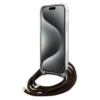 Pouzdro Guess Crossbody Cord 4G Print pro iPhone 15 Pro Max - hnědé