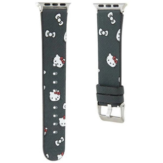 Řemínek Hello Kitty se vzorem hlav a luků pro Apple Watch 38/40/41 mm – černý