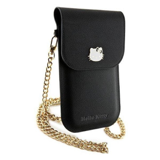 Kožená taška Hello Kitty Metal Logo Chain - černá