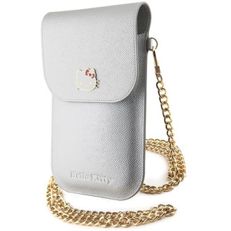 Kožená taška Hello Kitty Metal Logo Chain - stříbrná