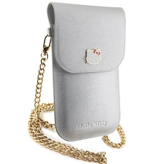 Kožená taška Hello Kitty Metal Logo Chain - stříbrná