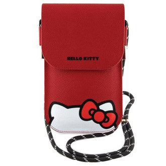 Hello Kitty Leather Hiding Kitty Cord taška - červená