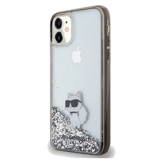 Pouzdro Karl Lagerfeld Liquid Glitter Choupette pro iPhone 11 / Xr - průhledné