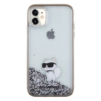 Pouzdro Karl Lagerfeld Liquid Glitter Choupette pro iPhone 11 / Xr - průhledné