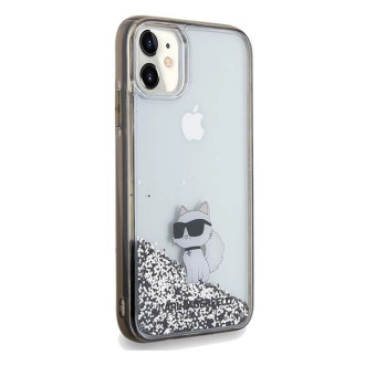 Pouzdro Karl Lagerfeld Liquid Glitter Choupette pro iPhone 11 / Xr - průhledné
