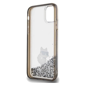 Pouzdro Karl Lagerfeld Liquid Glitter Choupette pro iPhone 11 / Xr - průhledné