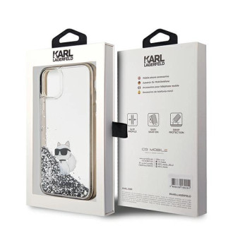 Pouzdro Karl Lagerfeld Liquid Glitter Choupette pro iPhone 11 / Xr - průhledné