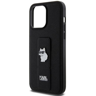 Karl Lagerfeld Gripstand Pouzdro Saffiano Choupette Pins pro iPhone 13 Pro Max - černé
