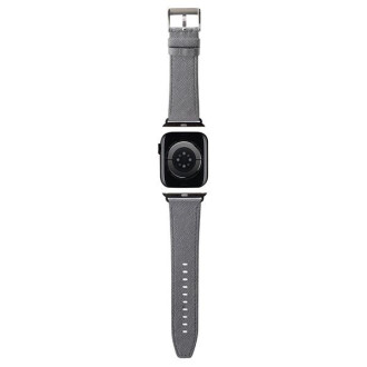 Řemínek Karl Lagerfeld Saffiano Monogram pro Apple Watch 38/40/41mm - stříbrný