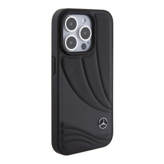 Pouzdro Mercedes Leather Wave Pattern pro iPhone 15 Pro - černé