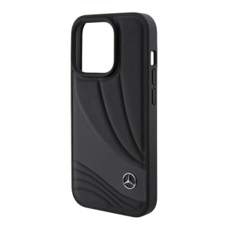 Pouzdro Mercedes Leather Wave Pattern pro iPhone 15 Pro - černé