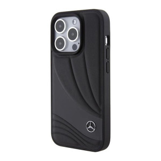 Pouzdro Mercedes Leather Wave Pattern pro iPhone 15 Pro Max - černé