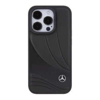 Pouzdro Mercedes Leather Wave Pattern pro iPhone 15 Pro Max - černé