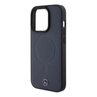Pouzdro Mercedes Smooth Leather MagSafe pro iPhone 15 Pro - tmavě modré