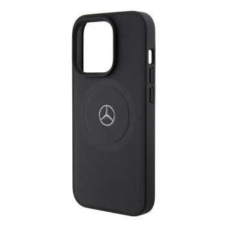 Kožené pouzdro MagSafe Mercedes Crossed Lines Pattern pro iPhone 15 Pro - černé