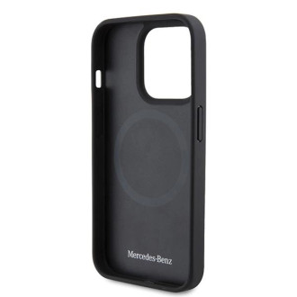 Pouzdro Mercedes Leather&amp;Alu MagSafe pro iPhone 15 Pro Max - stříbrné
