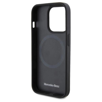 Kožené pouzdro MagSafe Mercedes Star Pattern pro iPhone 15 Pro Max - černé