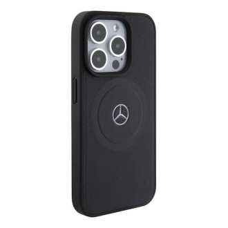 Kožené pouzdro MagSafe Mercedes Crossed Lines Pattern pro iPhone 15 Pro Max - černé