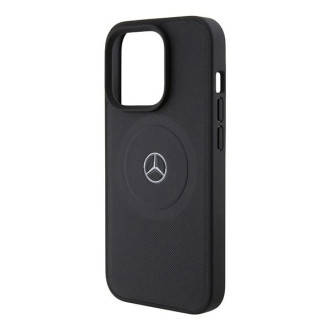 Kožené pouzdro MagSafe Mercedes Crossed Lines Pattern pro iPhone 15 Pro Max - černé