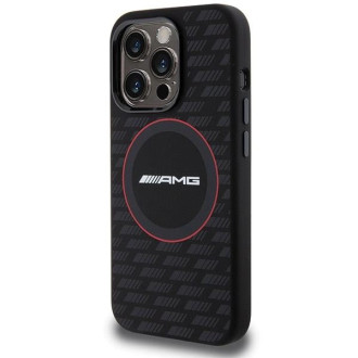 Pouzdro AMG Silikonový Carbon Pattern MagSafe pro iPhone 15 Pro - černé