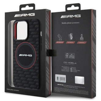 Pouzdro AMG Silikonový Carbon Pattern MagSafe pro iPhone 15 Pro - černé