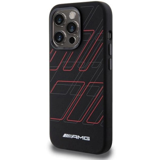 Silikonové pouzdro AMG Large Rhombuses Pattern MagSafe pro iPhone 15 Pro - černé