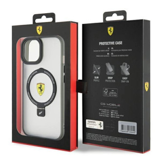 Ferrari Ring Stand 2023 Collection MagSafe Case pro iPhone 15 Plus / 14 Plus – průhledné