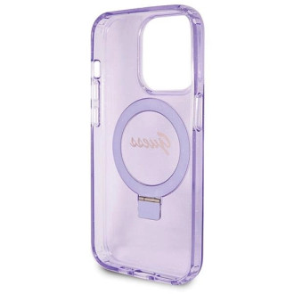 Guess Ring Stand Script Glitter MagSafe pouzdro pro iPhone 14 Pro Max - fialové
