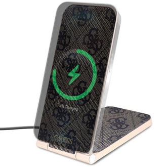 Guess 4G Pattern MagSafe skládací 2v1 15W indukční nabíječka - hnědá