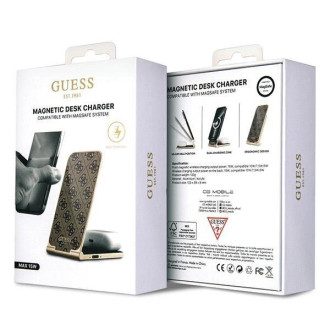 Guess 4G Pattern MagSafe skládací 2v1 15W indukční nabíječka - hnědá