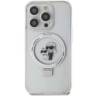 Karl Lagerfeld Ring Stand Pouzdro Karl&Choupette MagSafe pro iPhone 13 Pro / 13 - bílé