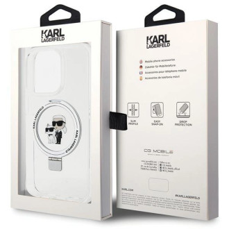 Karl Lagerfeld Ring Stand Pouzdro Karl&Choupette MagSafe pro iPhone 13 Pro / 13 - bílé