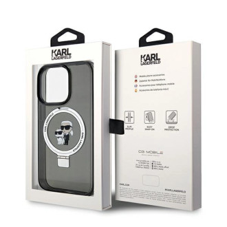 Karl Lagerfeld Ring Stand Pouzdro Karl&Choupette MagSafe pro iPhone 14 Pro Max - černé