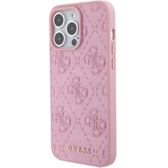 Guess GUHCP15XP4EPMP iPhone 15 Pro Max 6,7&quot; růžové/růžové pevné pouzdro Kožené 4G razítko