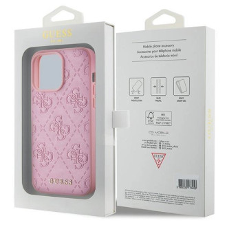 Guess GUHCP15XP4EPMP iPhone 15 Pro Max 6,7&quot; růžové/růžové pevné pouzdro Kožené 4G razítko