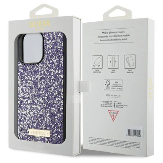 Pouzdro Guess Rhinestone Metal Logo pro iPhone 15 Pro - růžové