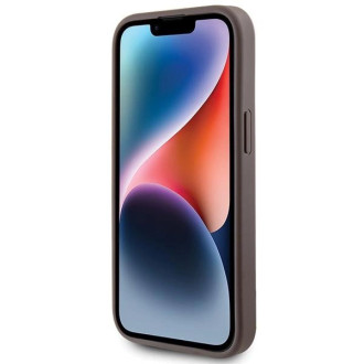 Pouzdro Guess 4G Metal Gold Logo pro iPhone 15 - hnědé