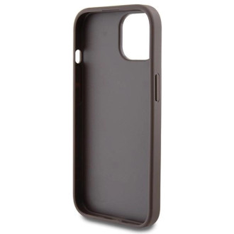 Pouzdro Guess 4G Metal Gold Logo pro iPhone 15 - hnědé