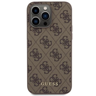 Pouzdro Guess 4G Metal Gold Logo pro iPhone 15 Pro Max - hnědé