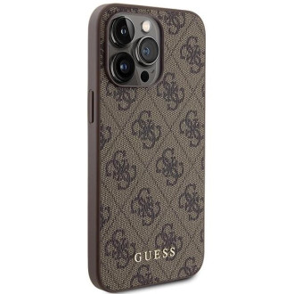 Pouzdro Guess 4G Metal Gold Logo pro iPhone 15 Pro Max - hnědé