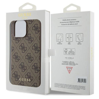 Pouzdro Guess 4G Metal Gold Logo pro iPhone 15 Pro Max - hnědé