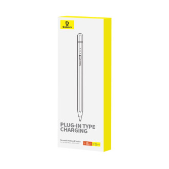 Stylus Baseus Smooth Writing 2 s aktivním hrotem pro iPad + USB-A - Lightning kabel a vyměnitelný hrot - bílý