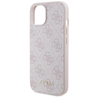 Pouzdro Guess 4G Metal Gold Logo pro iPhone 15 - růžové