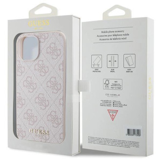 Pouzdro Guess 4G Metal Gold Logo pro iPhone 15 - růžové