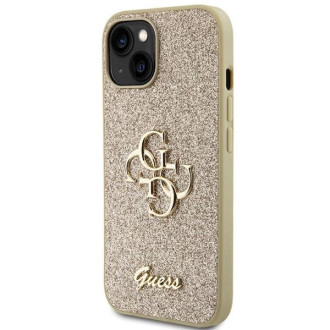 Guess Glitter Script Big 4G pouzdro pro iPhone 15 - zlaté