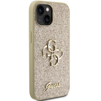 Guess Glitter Script Big 4G pouzdro pro iPhone 15 - zlaté