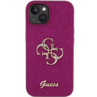 Guess Glitter Script Big 4G pouzdro pro iPhone 15 - fialové