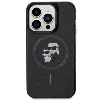 Karl Lagerfeld Karl&Choupette Glitter MagSafe pouzdro pro iPhone 15 Pro - černé